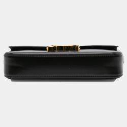 Celine Black Shiny Calfskin Triomphe Claude Shoulder Bag