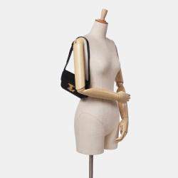 Celine Black Shiny Calfskin Triomphe Claude Shoulder Bag