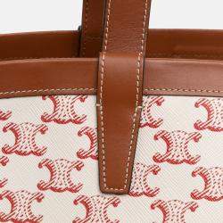 Celine White Medium Coated Canvas Triomphe Couffin Tote