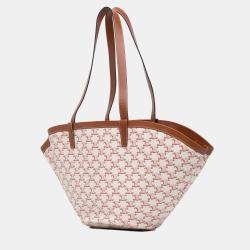 Celine White Medium Coated Canvas Triomphe Couffin Tote