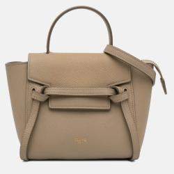 Celine Beige Brown Pico Grained Calfskin Belt Bag