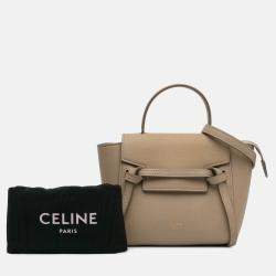 Celine Beige Brown Pico Grained Calfskin Belt Bag