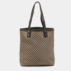 Celine Brown/Beige Macadam Canvas and Leather Tote
