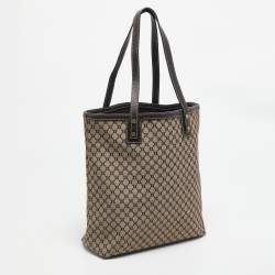 Celine Brown/Beige Macadam Canvas and Leather Tote