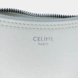 Celine White Medium Smooth Calfskin Ava Shoulder Bag with Celine Strap