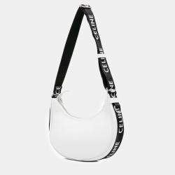 Celine White Medium Smooth Calfskin Ava Shoulder Bag with Celine Strap