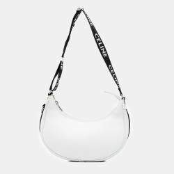 Celine White Medium Smooth Calfskin Ava Shoulder Bag with Celine Strap