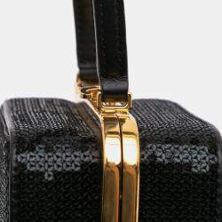 Celine Black Leather Sequin Triomphe Minaudiere