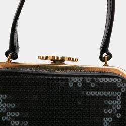 Celine Black Leather Sequin Triomphe Minaudiere