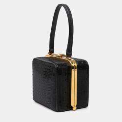 Celine Black Leather Sequin Triomphe Minaudiere