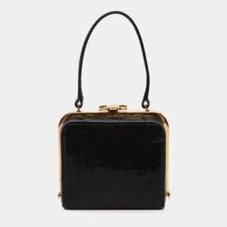 Celine Black Leather Sequin Triomphe Minaudiere