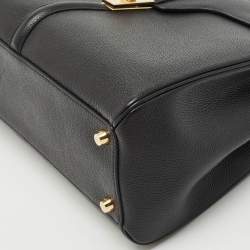 Pre Owned Celine Black Leather Medium Classique 16 Top Handle Bag