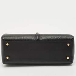 Pre Owned Celine Black Leather Medium Classique 16 Top Handle Bag