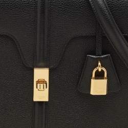 Pre Owned Celine Black Leather Medium Classique 16 Top Handle Bag