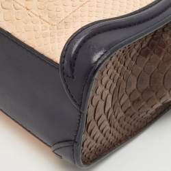 Celine Tricolor Leather and Python Nano Luggage Tote