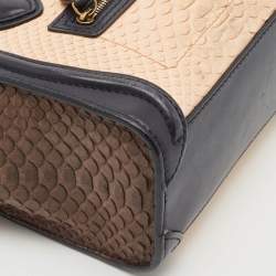 Celine Tricolor Leather and Python Nano Luggage Tote