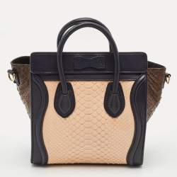 Celine Tricolor Leather and Python Nano Luggage Tote