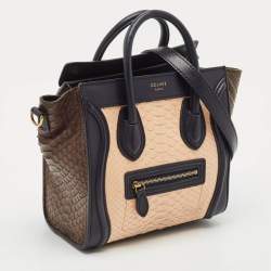 Celine Tricolor Leather and Python Nano Luggage Tote