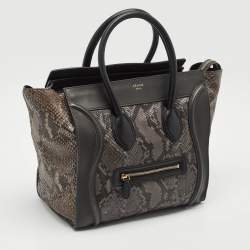Celine Tricolor Python and Leather Mini Luggage Tote
