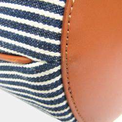 Celine Brown, Navy Canvas and Leather Bucket Bag