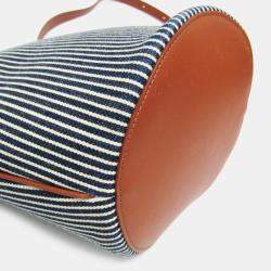 Celine Brown, Navy Canvas and Leather Bucket Bag