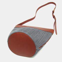 Celine Brown, Navy Canvas and Leather Bucket Bag