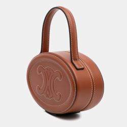Celine Brown Calfskin Cuir Triomphe Oval Handbag