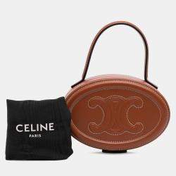 Celine Brown Calfskin Cuir Triomphe Oval Handbag