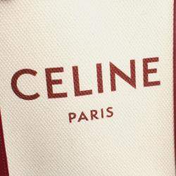 Celine Brown/Red Mini Canvas Vertical Cabas Satchel