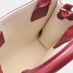 Celine Brown/Red Mini Canvas Vertical Cabas Satchel