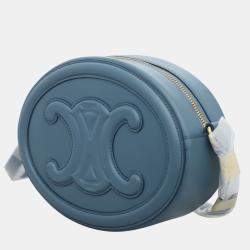 Celine Blue Leather Triomphe Oval Crossbody Bag