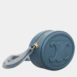 Celine Blue Leather Triomphe Oval Crossbody Bag