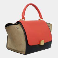 Celine Tri-Color Calfskin Leather Medium Trapeze Bag