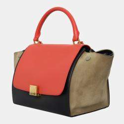 Celine Tri-Color Calfskin Leather Medium Trapeze Bag