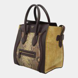 Celine Dark Brown Snakeskin Pyhton Mini Luggage Bag