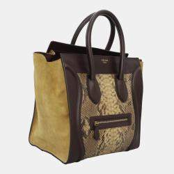 Celine Dark Brown Snakeskin Pyhton Mini Luggage Bag