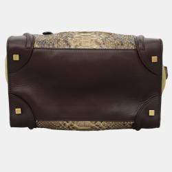 Celine Dark Brown Snakeskin Pyhton Mini Luggage Bag