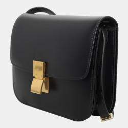 Celine Black Leather Classic Medium Box Bag
