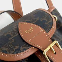 Celine Black Brown Coated Canvas Polco mini backpack