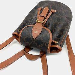Celine Black Brown Coated Canvas Polco mini backpack