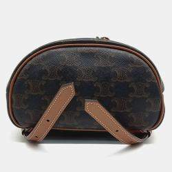 Celine Black Brown Coated Canvas Polco mini backpack
