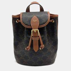 Celine Black Brown Coated Canvas Polco mini backpack