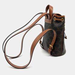 Celine Black Brown Coated Canvas Polco mini backpack