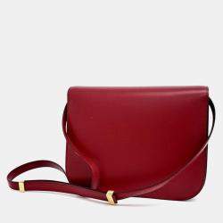 Celine Red Leather Classic Box Medium Bag