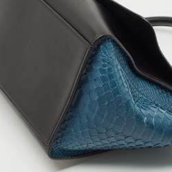 Celine Blue/Black Python and Leather Small Trapeze Top Handle Bag