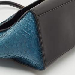 Celine Blue/Black Python and Leather Small Trapeze Top Handle Bag