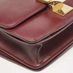 Celine Burgundy Leather Small Classic Box Flap Bag