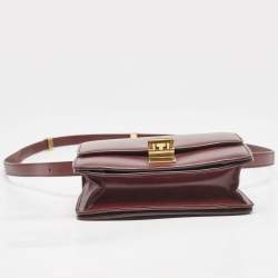 Celine Burgundy Leather Small Classic Box Flap Bag