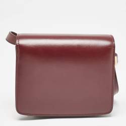 Celine Burgundy Leather Small Classic Box Flap Bag