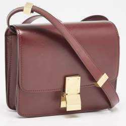 Celine Burgundy Leather Small Classic Box Flap Bag